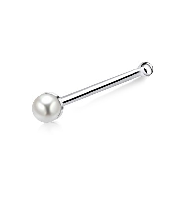 2mm Pearl Silver Bone Nose Stud NSKD-148p